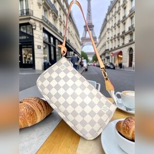 Louis Vuitton Pochette Accessoires NM In Damier Azur Canvas & Cowhide Leather